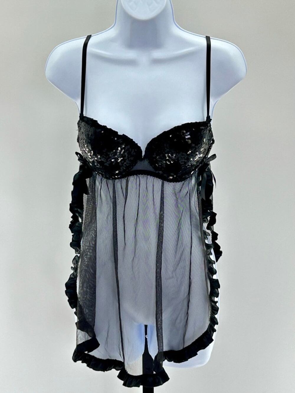Victoria's Secret Sexy Little Things Sequin Lingerie Role Play Babydoll Sz 34C